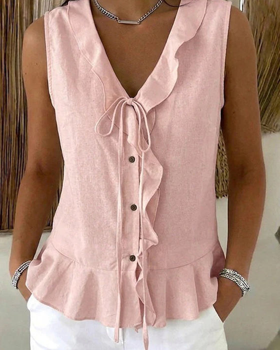 Ruffle Tie Sleeveless Tank Top