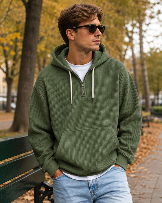 Men's Solid Zip Pullover Hoodie