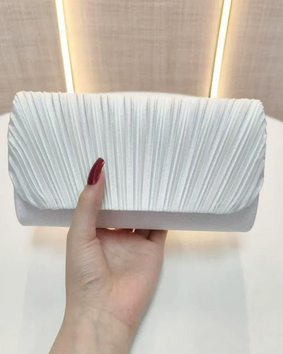 Solid Color Pleated Shoulder Bag