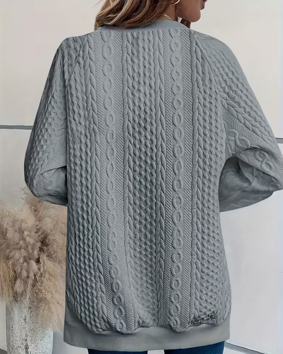 Crew Neck Casual Slit Pocket Sweatshirt