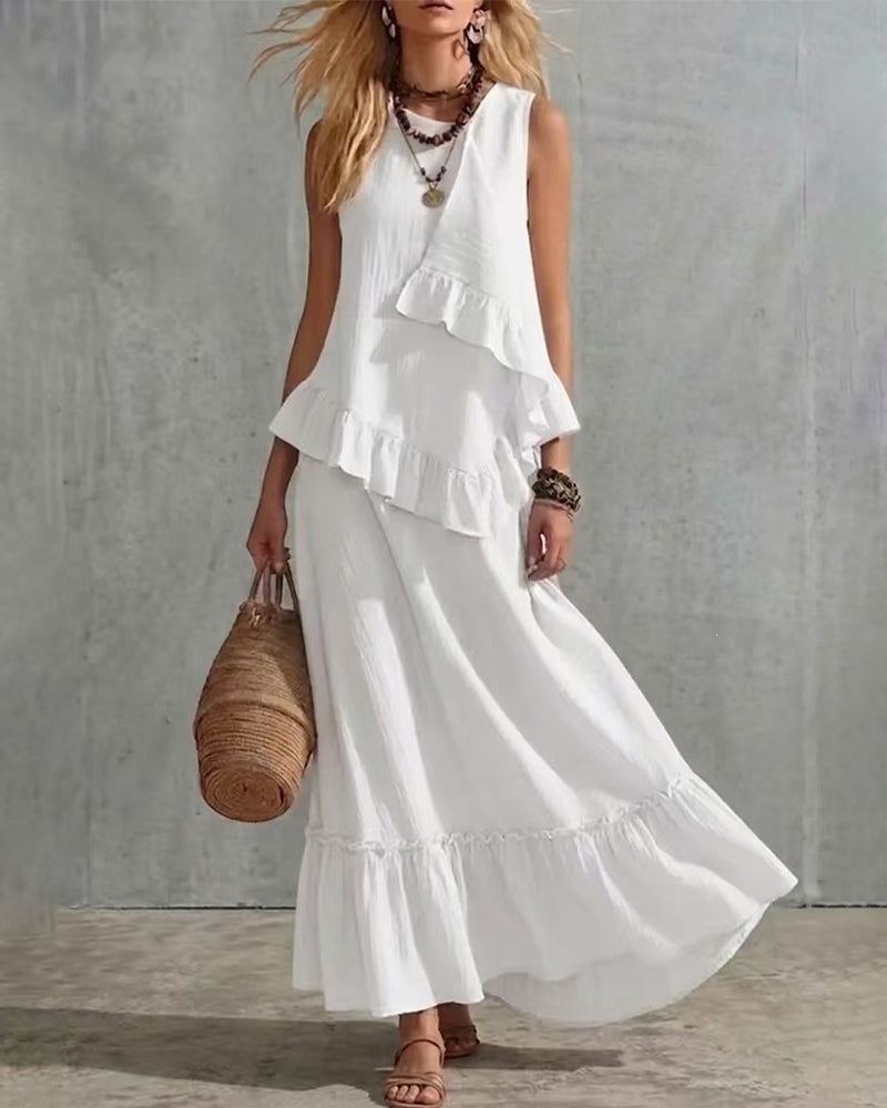 Sleeveless Design Casual Long Dress