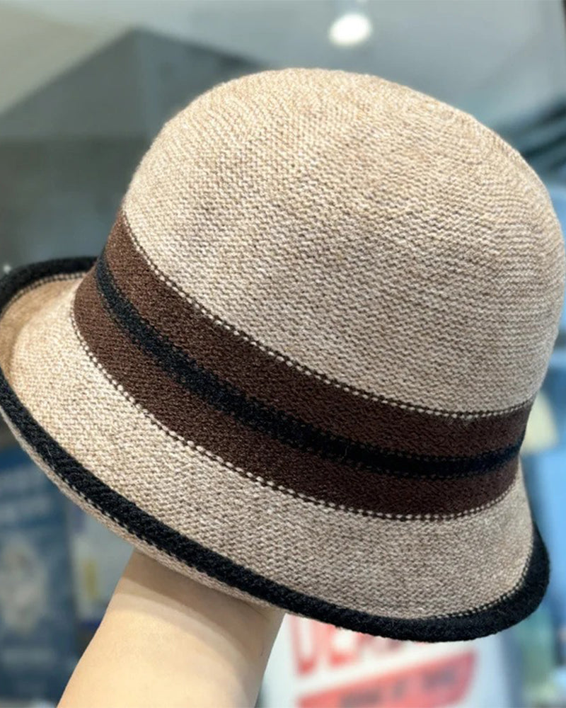 Women's Foldable Striped Cloche Bucket Hat