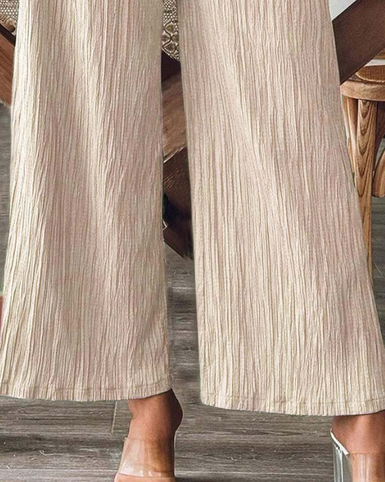 Patch Pocket Solid Elastic Waist Casual Pant