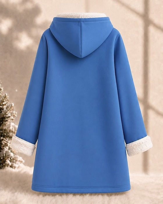 Fleece-Lined Letter Print Longline Hoodie
