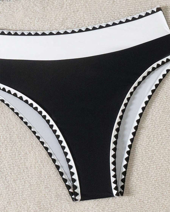 Sexy Contrast Color Split Triangle Bikini