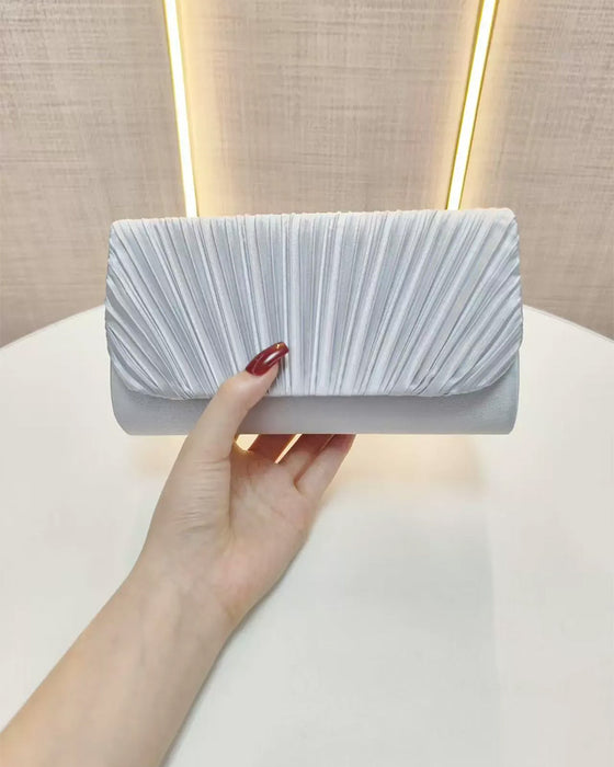 Solid Color Pleated Shoulder Bag