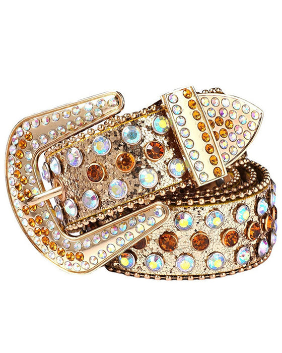 JASGOOD Women Men Rhinestones Belt,Bling Western Cowgirl Cowboy Studded Leather Belt Diamond Waist Belt for Jeans Pants