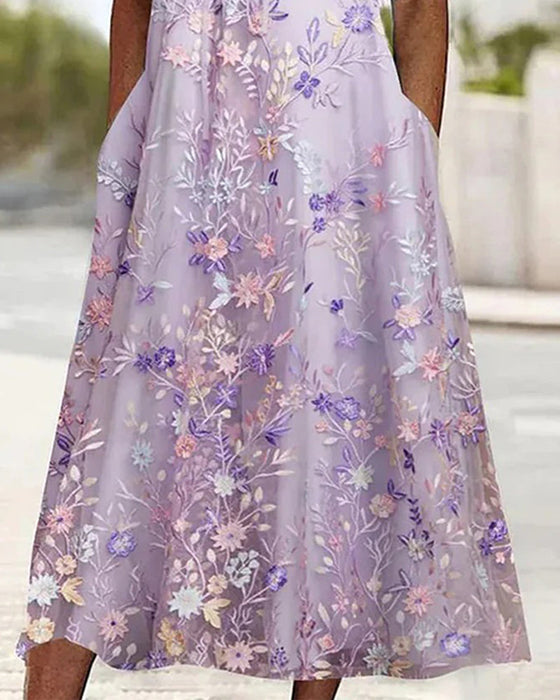 Lace Floral Patchwork A-Line Dress