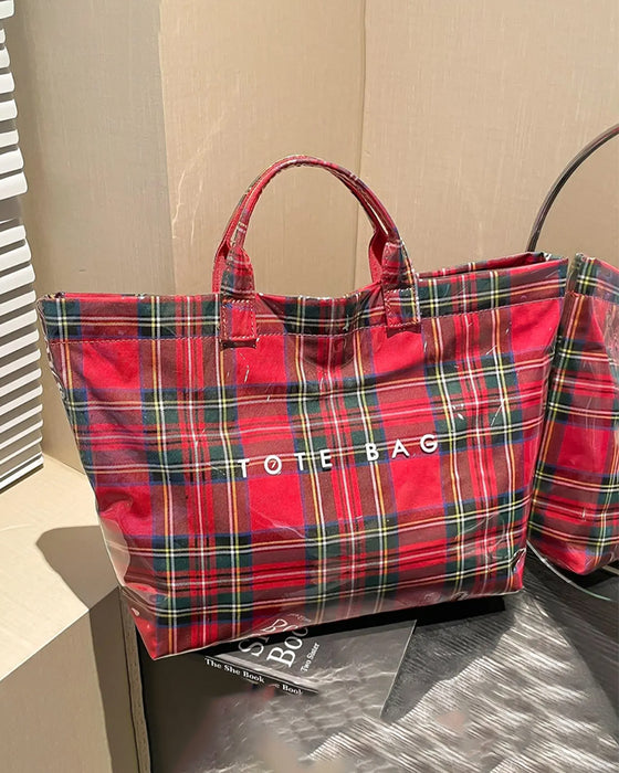 Plaid Large Capacity Handbag