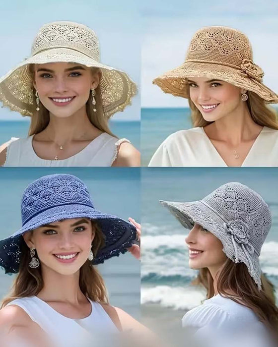 Women's Crocheted Flower Fisherman's Hat