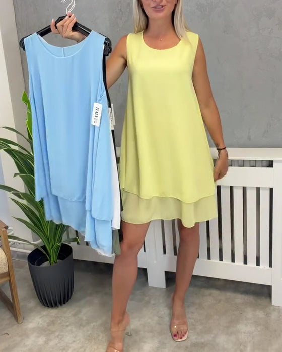 Sleeveless Solid Casual Dress