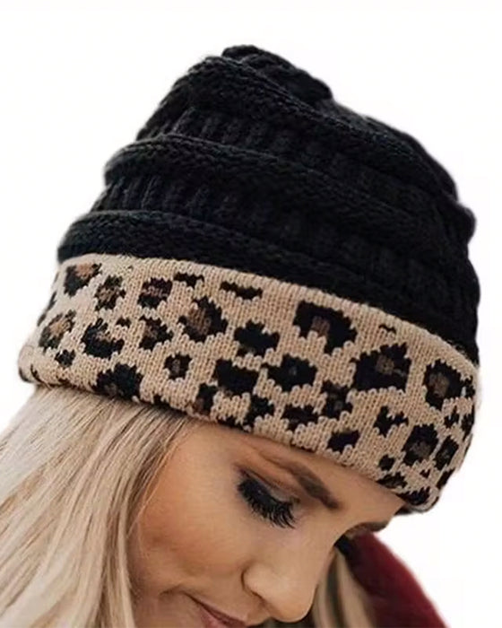 Women Winter Beanie Hat Leopard Warm Earflap Cap