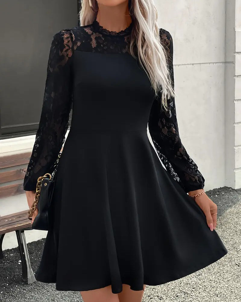 Elegant Lace Solid Color Dress