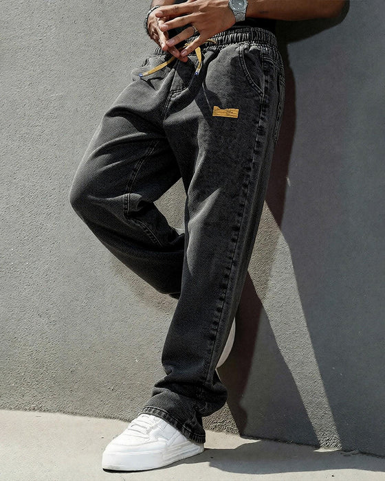 Men's Vintage Elastic Waist Wide Leg Jeans