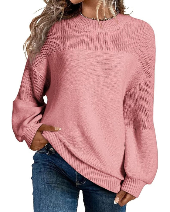Solid Color Lantern Sleeve Jumper