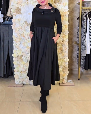 Fashionable Street Solid A-line Dress