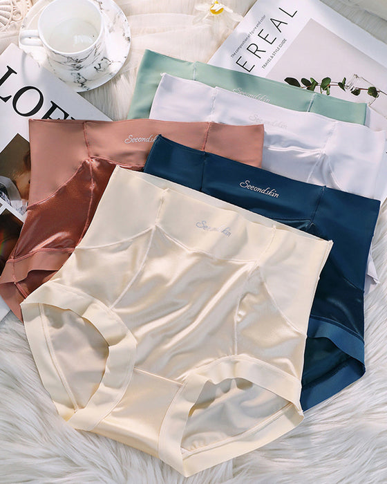 Women's High Waist Ice Silk Satin Seamless Sexy Hip Lift Tummy Control Panties