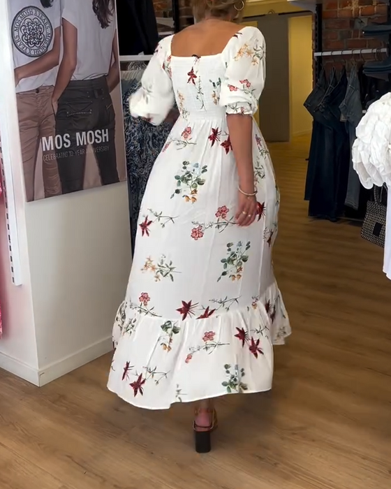 Wide Collar Printed Dress