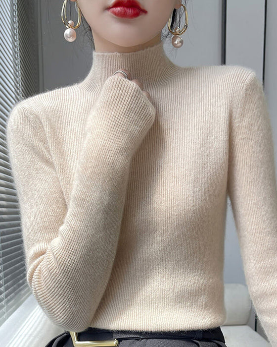 Half-High Neck Knitted Sweater