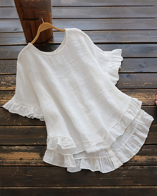 Solid Color Loose Ruffle Top