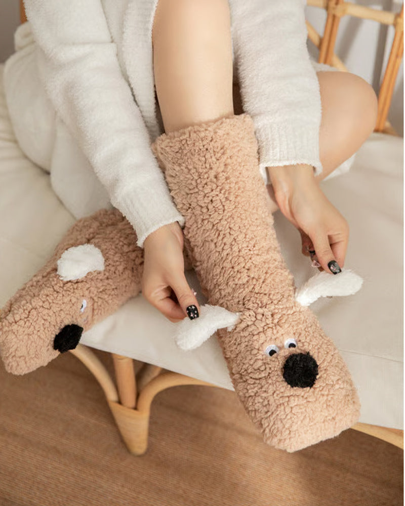 Cute Plush Dog Socks