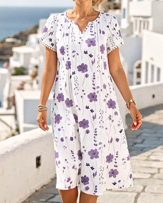 Casual Print Textured Dress