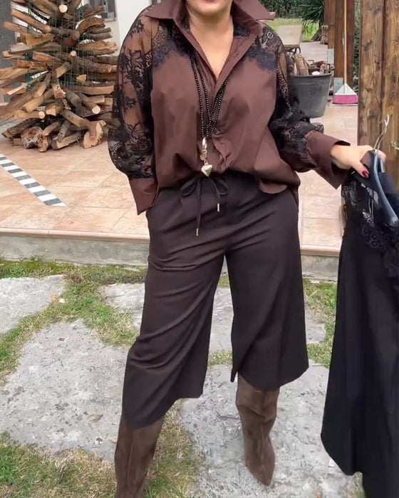 Sexy Patchwork Collared Shirt