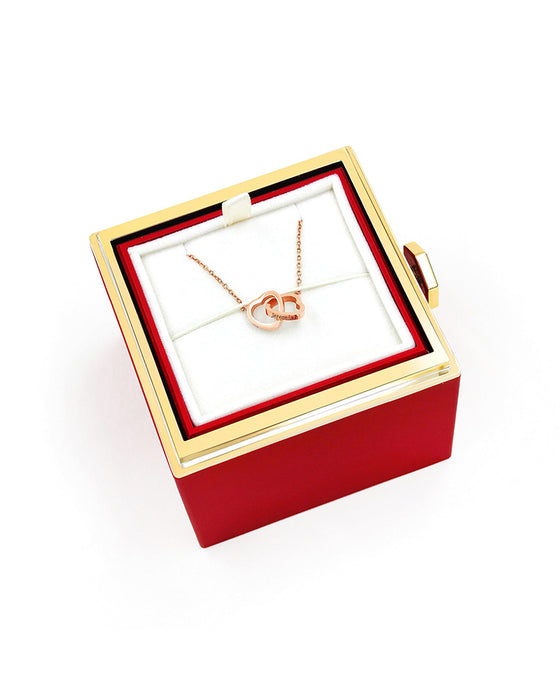 Bone Chain Double Heart Necklace