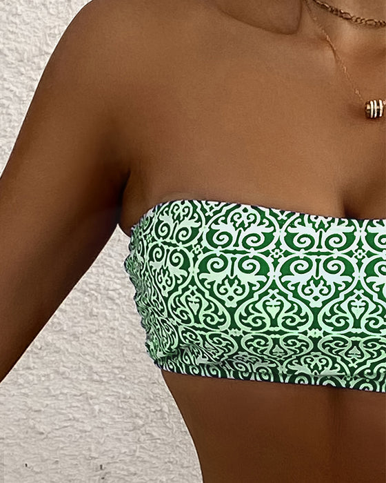 Bandeau Floral Print Two-Piece Bikini