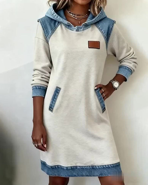 Hooded Paneled Contrast Dress