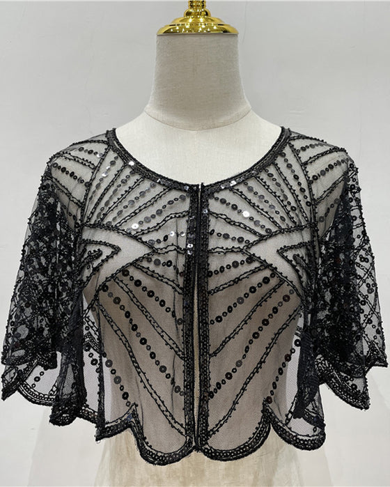 Vintage lace with beads shawl