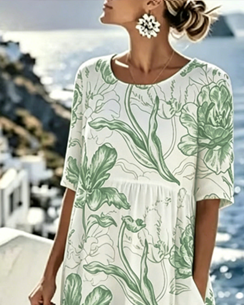 Half Sleeve Printed Dress