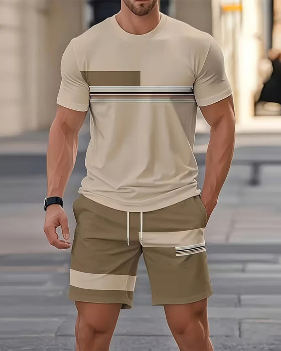 Striped Casual Short Sleeve Set