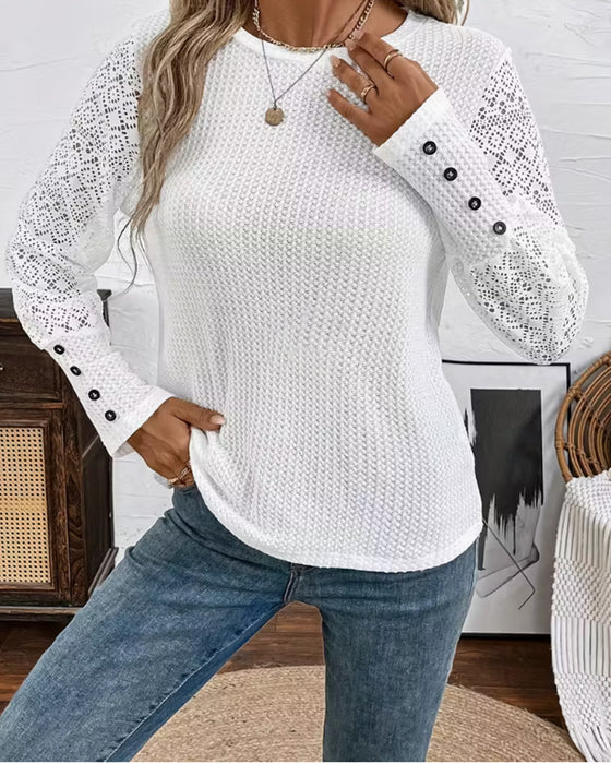 Lace Crochet Long Sleeve Top