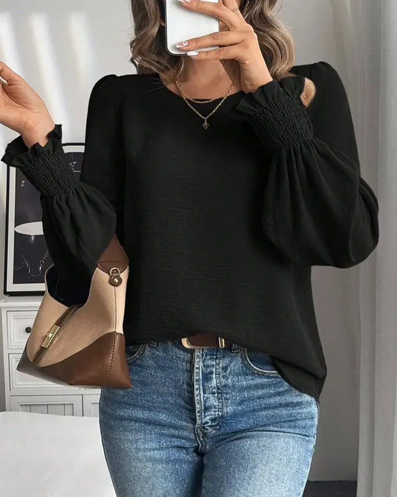 Women's Plain Casual Round Neck Top