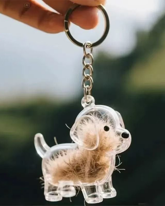 Dog Hair Keepsake Keychain - Memory Capsule Pendant