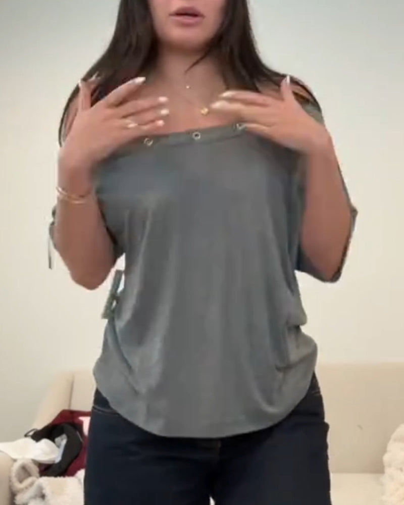Asymmetric Off-Shoulder Loose T-Shirt