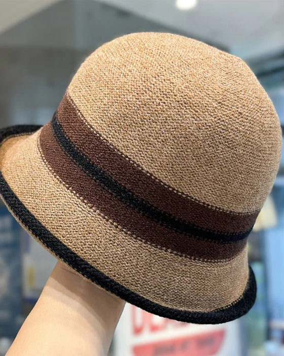 Women's Foldable Striped Cloche Bucket Hat