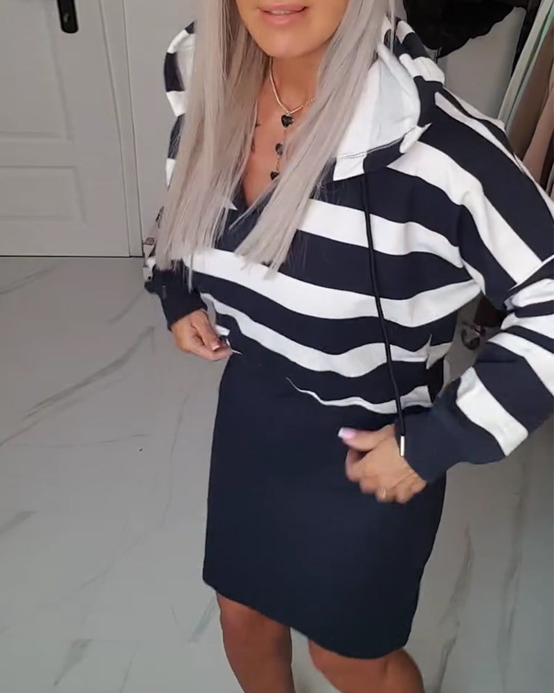 Striped Hooded Casual Set