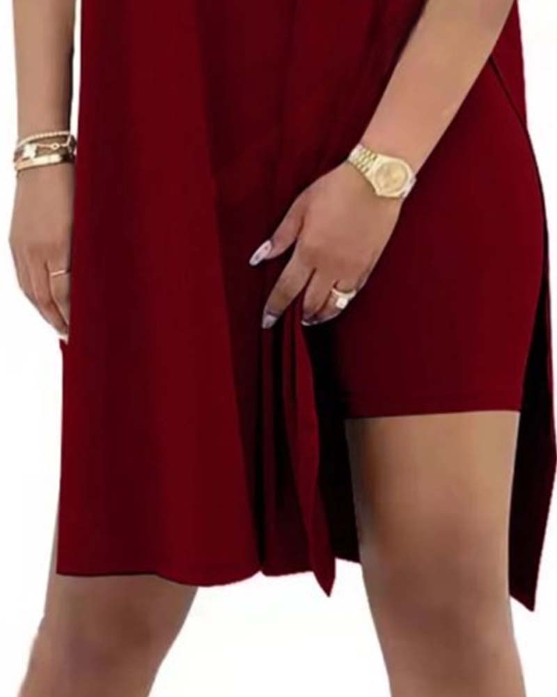 Solid Color Loose Short-Sleeve Pants Set