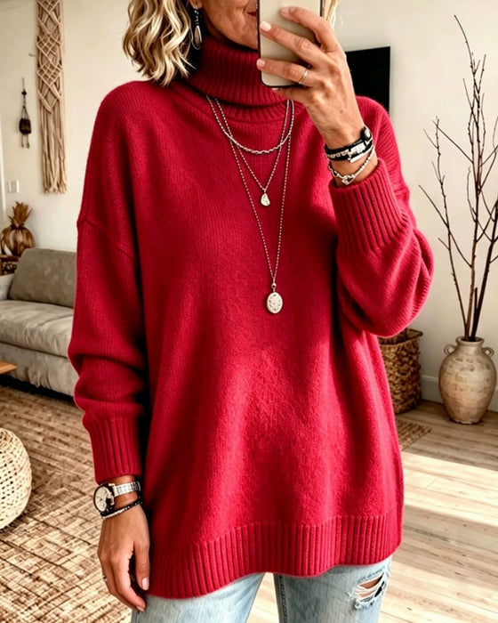 High-Neck Loose Pullover
