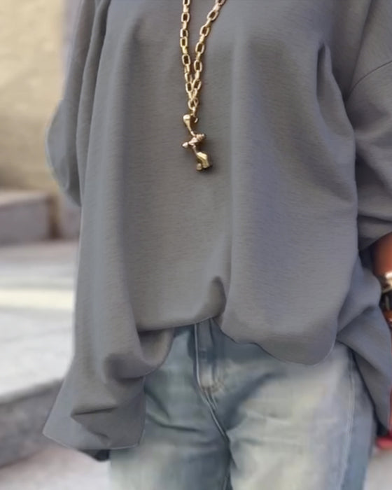 Solid Color Loose Irregular Top