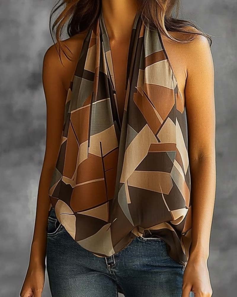 Elegant Printed Sleeveless Tank Top