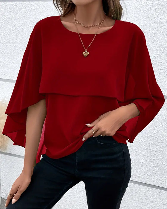 Bat Sleeve Round Neck Top
