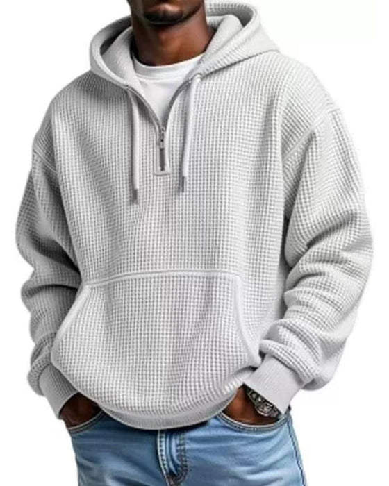 Men's Solid Zip Pullover Hoodie