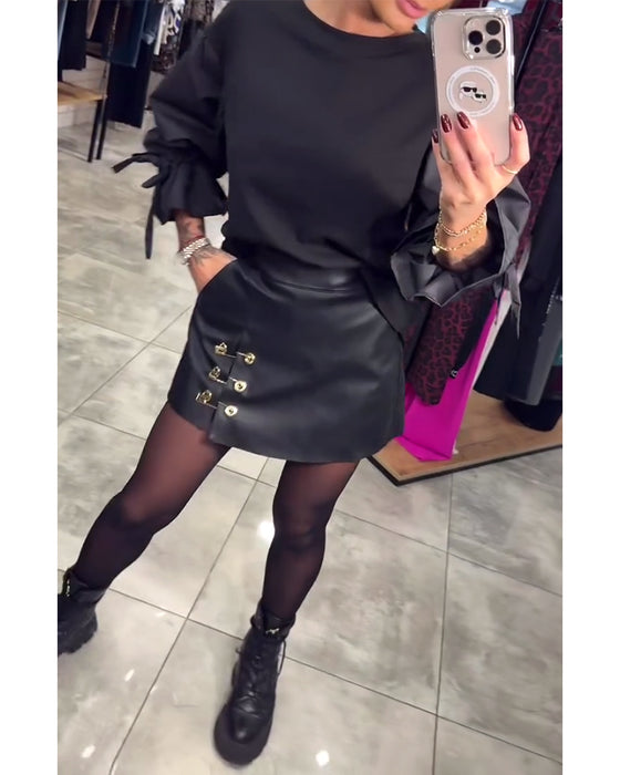 Solid color elegant pullover sweatshirt