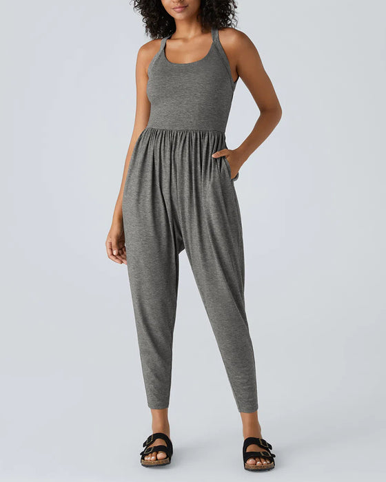 Women's Backless Cuffed Jumpsuit