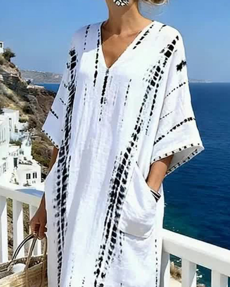 Bohemian Flowy V-Neck Dress