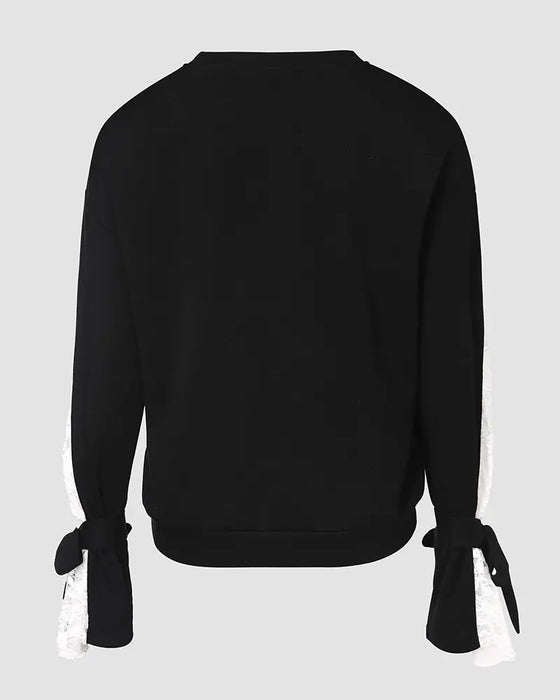 Elegant Ruffled Lace Patchwork Hoodie