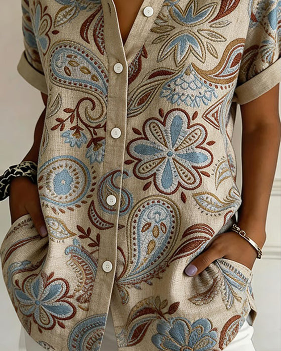 Paisley Pattern Lapel Shirt